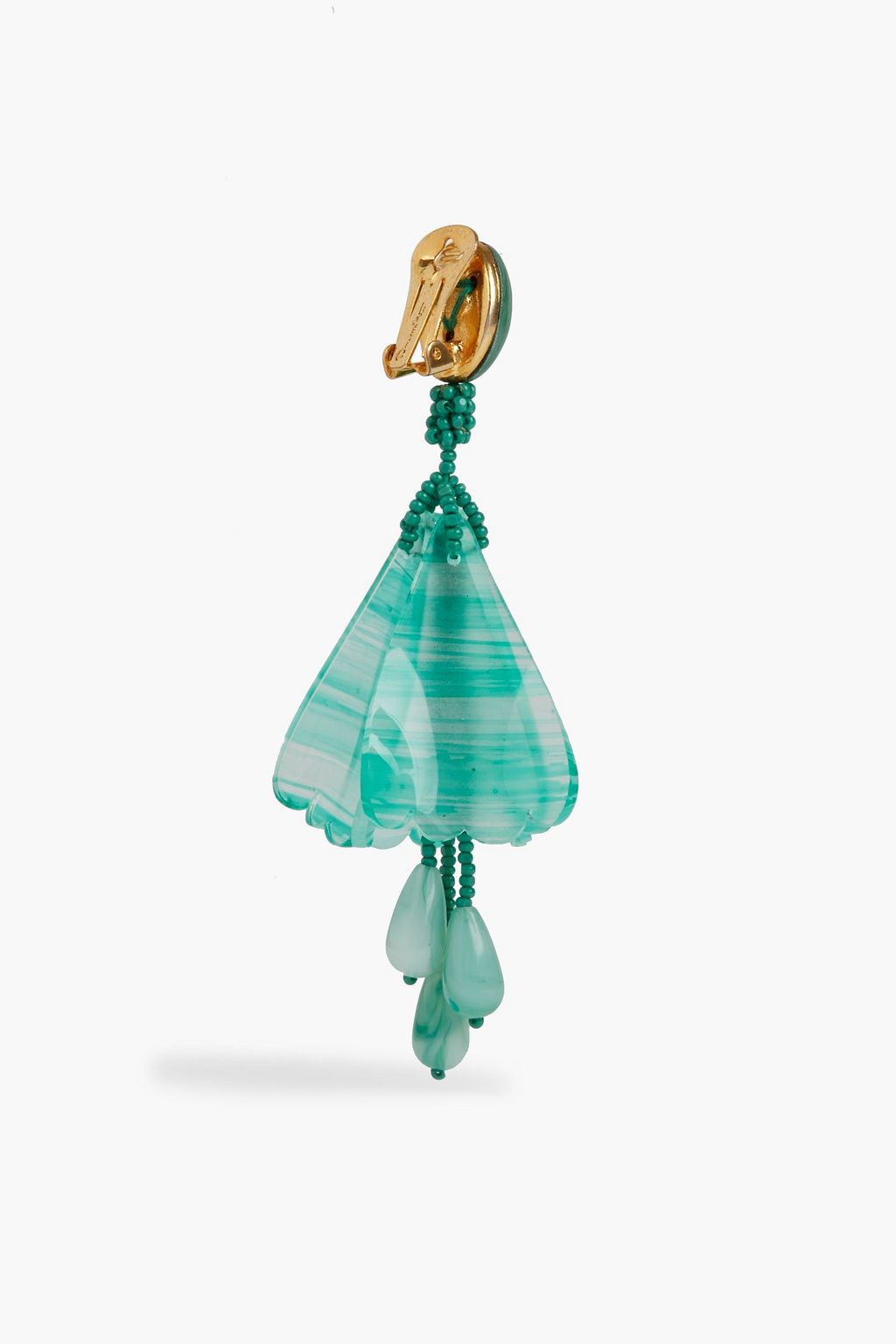 OSCAR DE LA RENTA Gold-tone, bead, resin and stone clip earrings