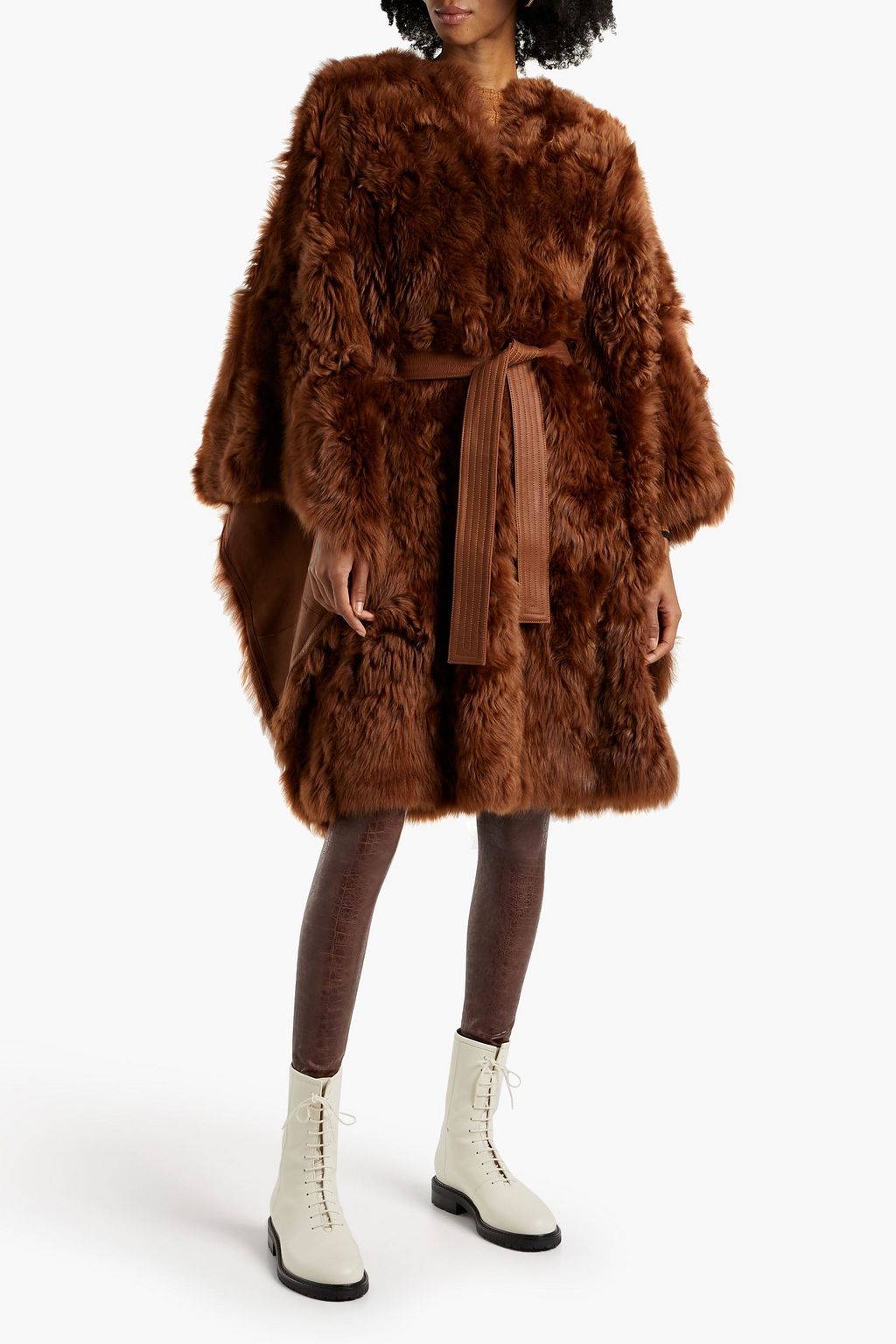 YVES SALOMON Belted shearling cape