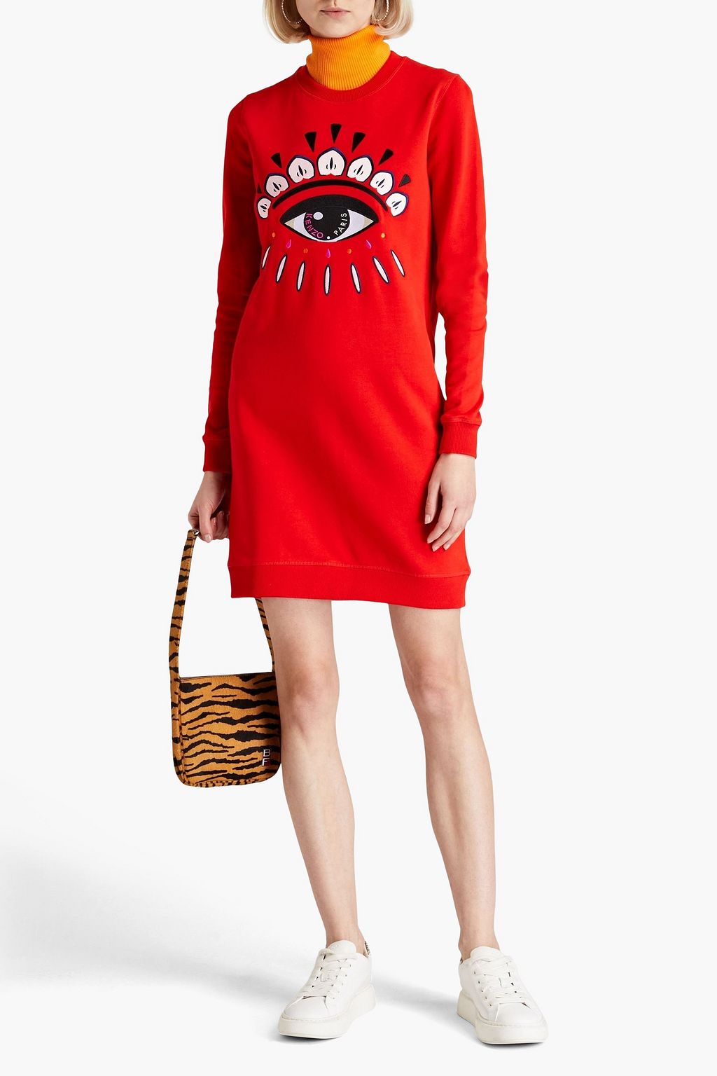 KENZO Embroidered cottonfleece mini dress THE