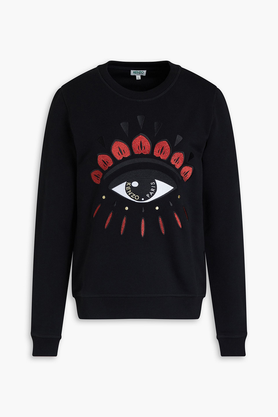 kenzo - embroidered french cotton-terry sweatshirt - black - m