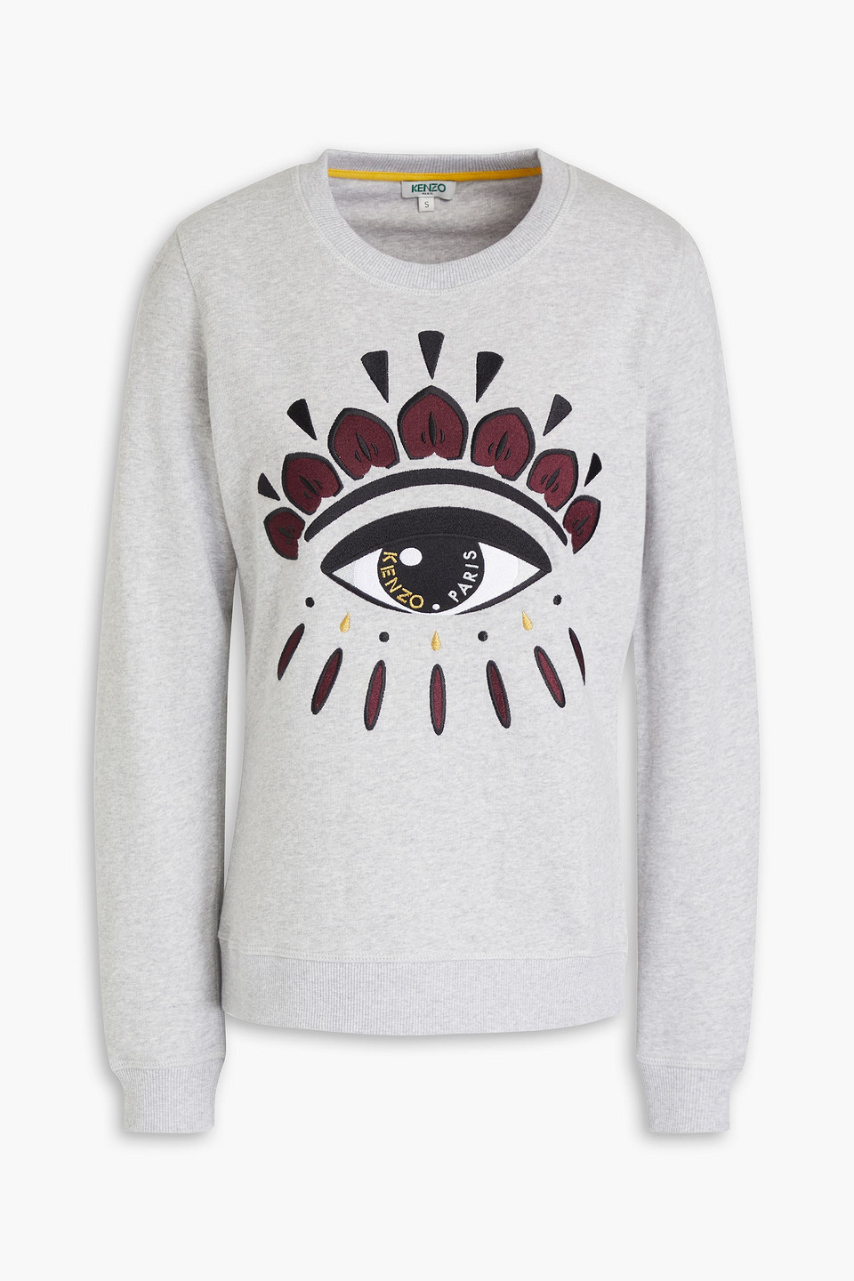 kenzo - embroidered mélange french cotton-terry sweatshirt - gray - s