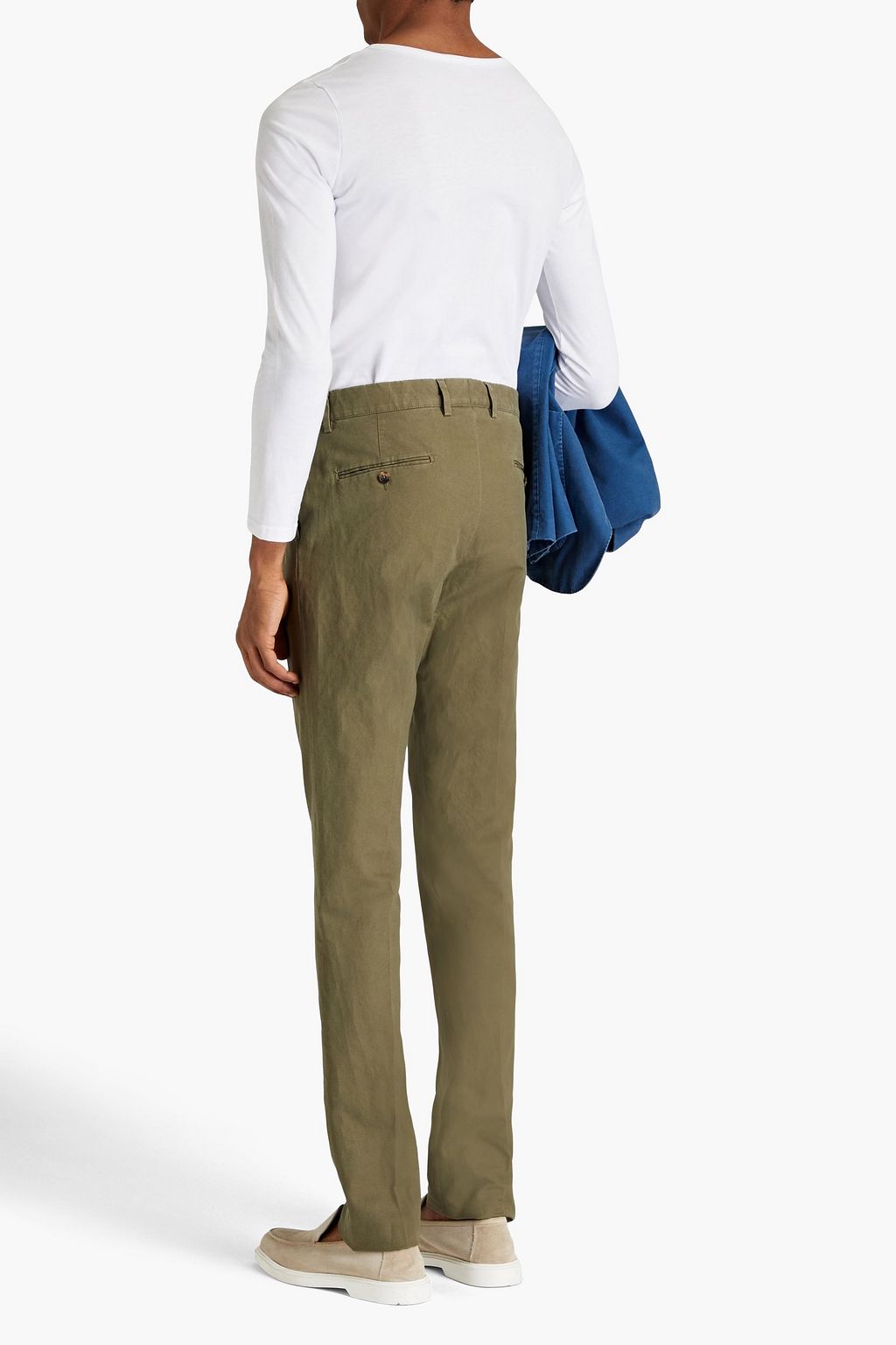 TOD'S Pleated washed cotton and linen-blend canvas chinos