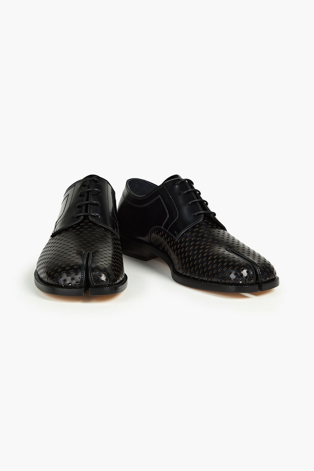 MAISON MARGIELA Tabi split-toe laser-cut glossed-leather brogues