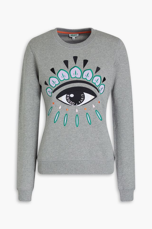 Mélange embroidered French cotton-terry sweatshirt