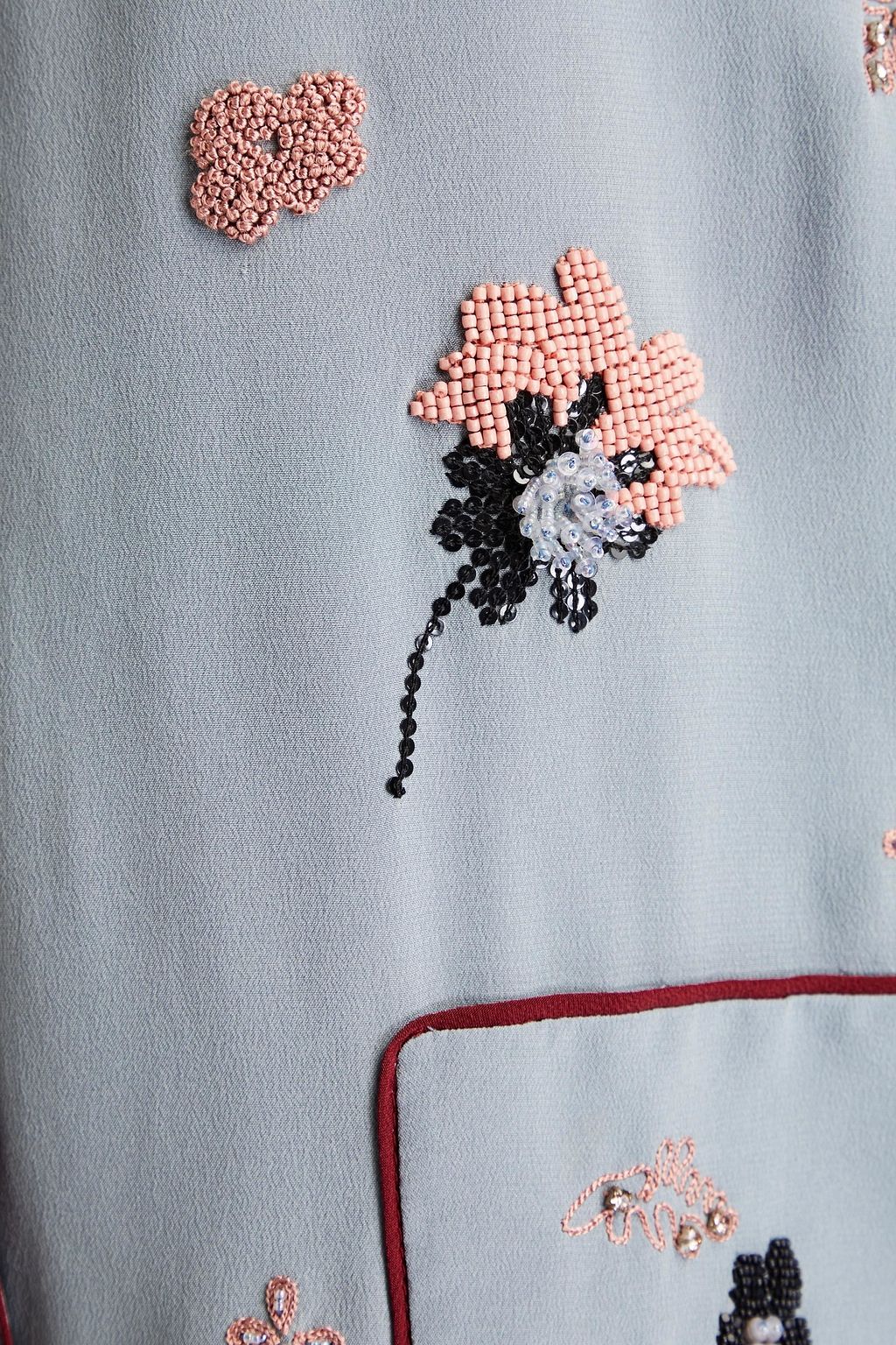 VALENTINO Embellished silk crepe de chine shirt