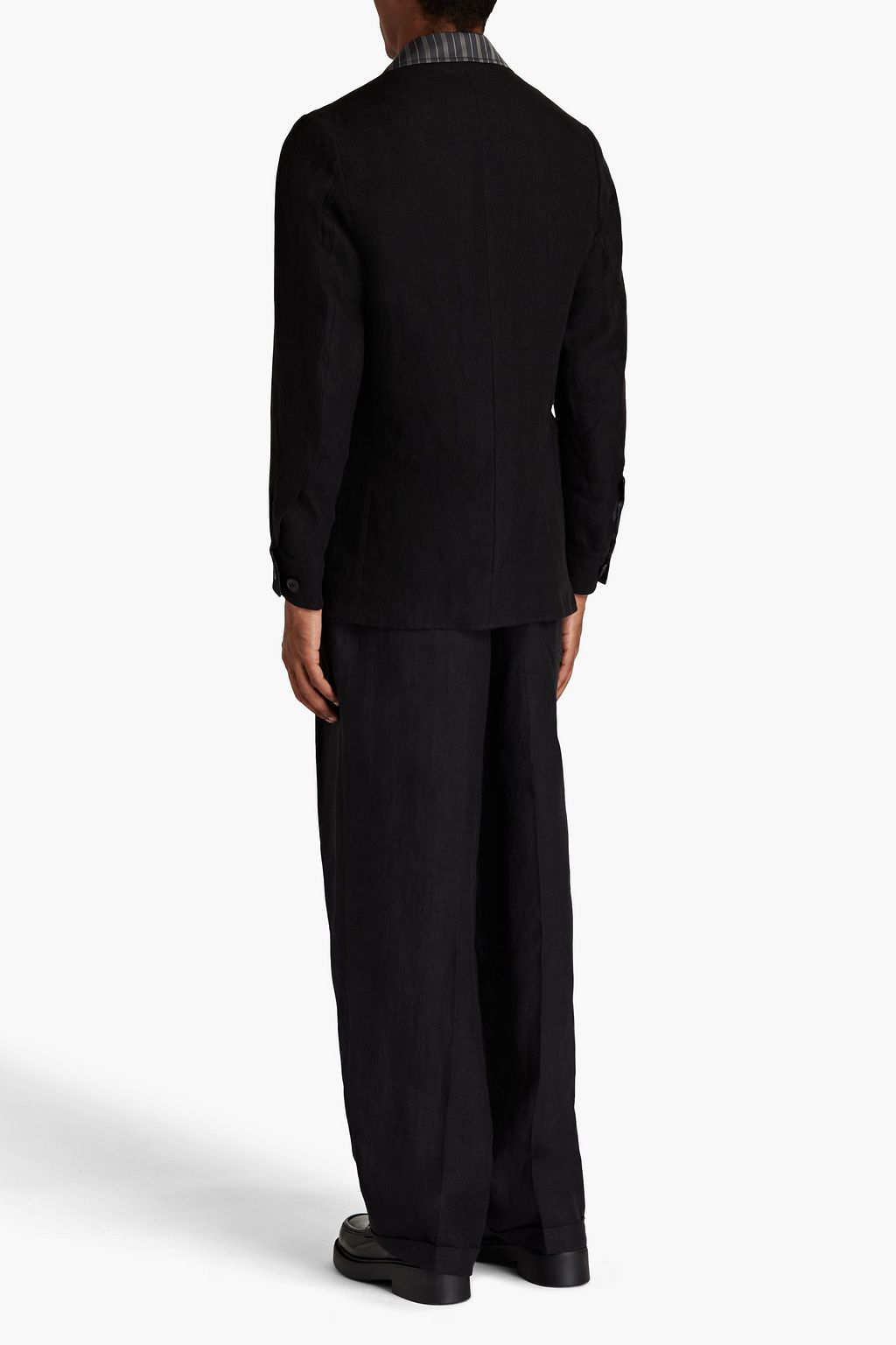 MAISON MARGIELA Striped satin-paneled linen blazer
