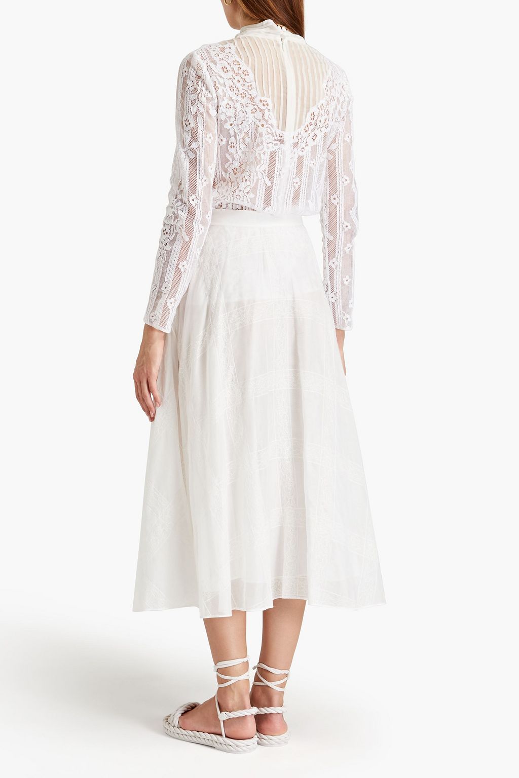 VALENTINO Pintucked corded lace blouse