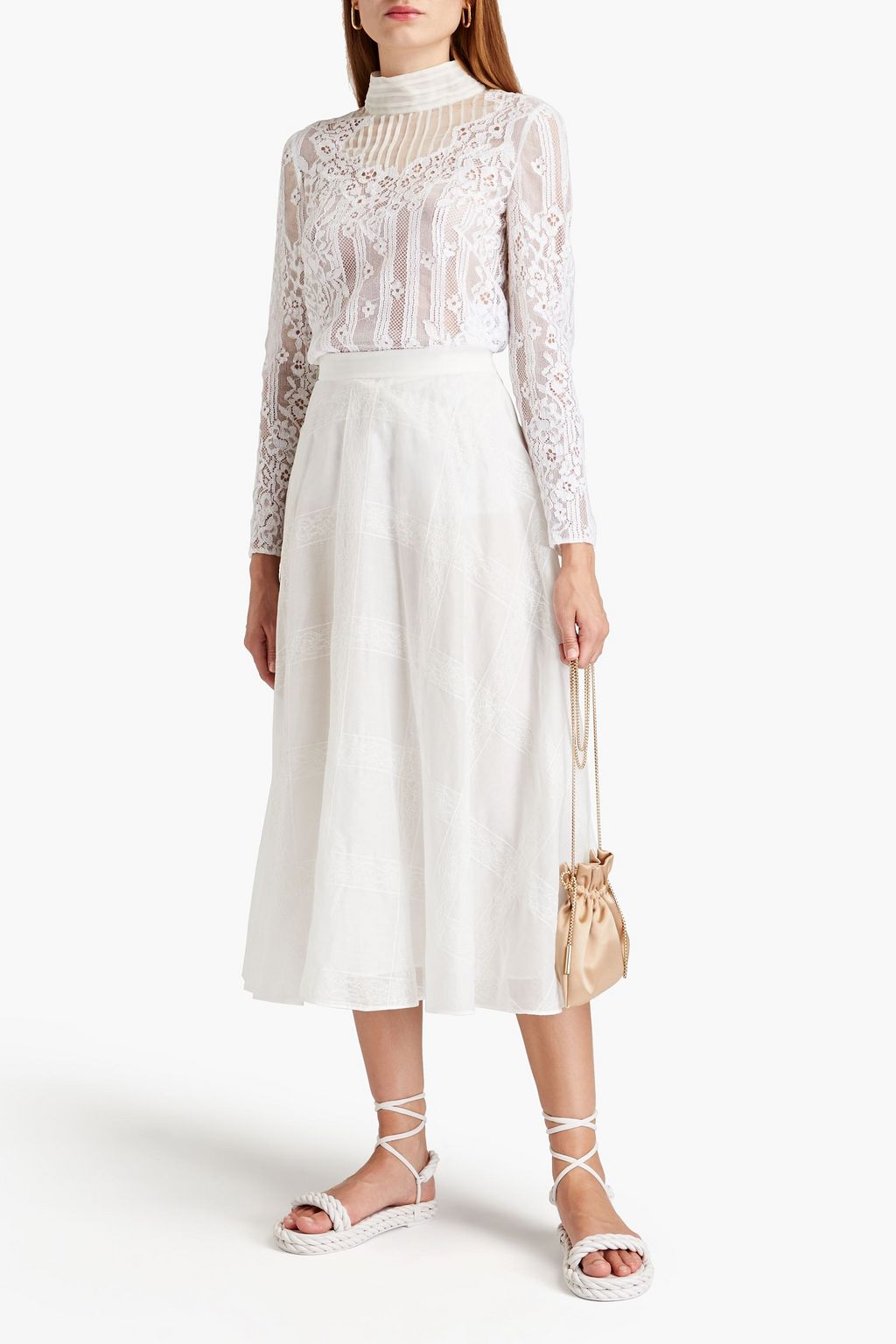 VALENTINO Pintucked corded lace blouse
