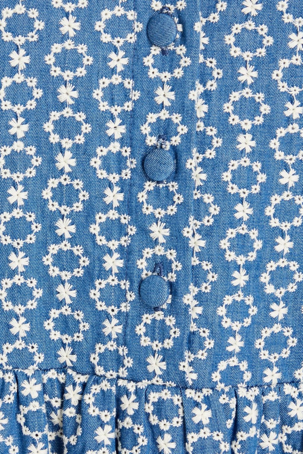 HOFMANN COPENHAGEN Alina gathered broderie anglaise denim midi dress