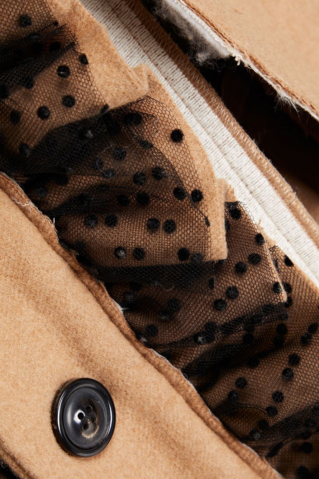MAISON MARGIELA Tulle-trimmed brushed camel hair coat