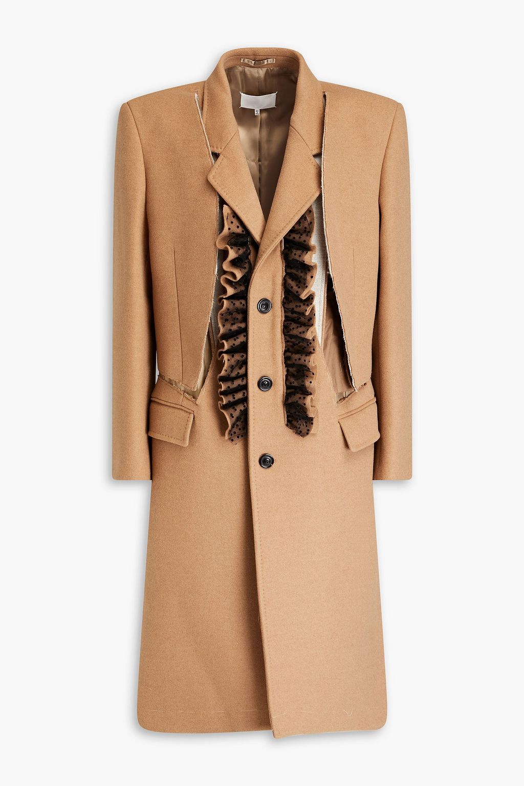 MAISON MARGIELA Tulle trimmed brushed camel hair coat THE OUTNET