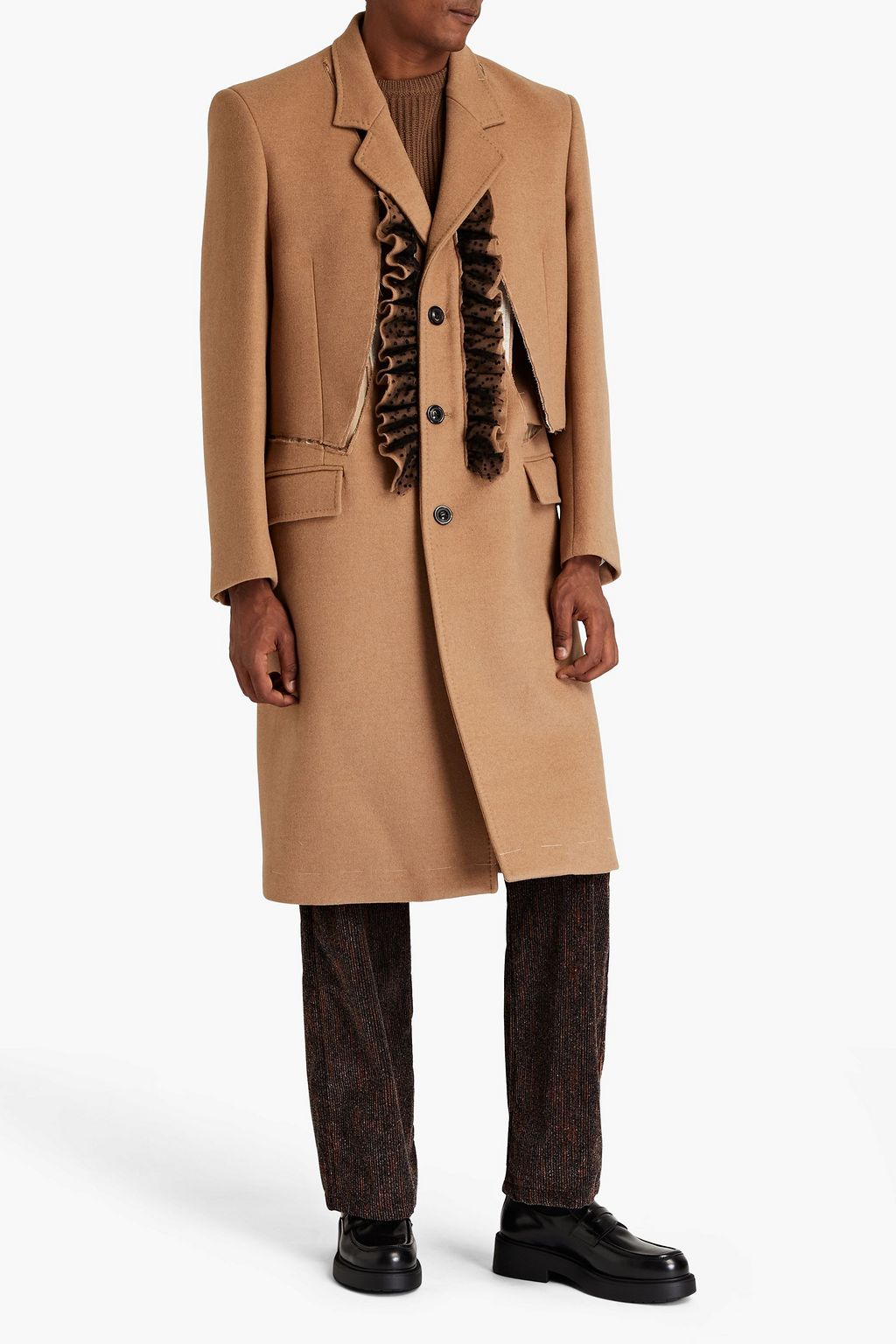 MAISON MARGIELA Tulle-trimmed brushed camel hair coat