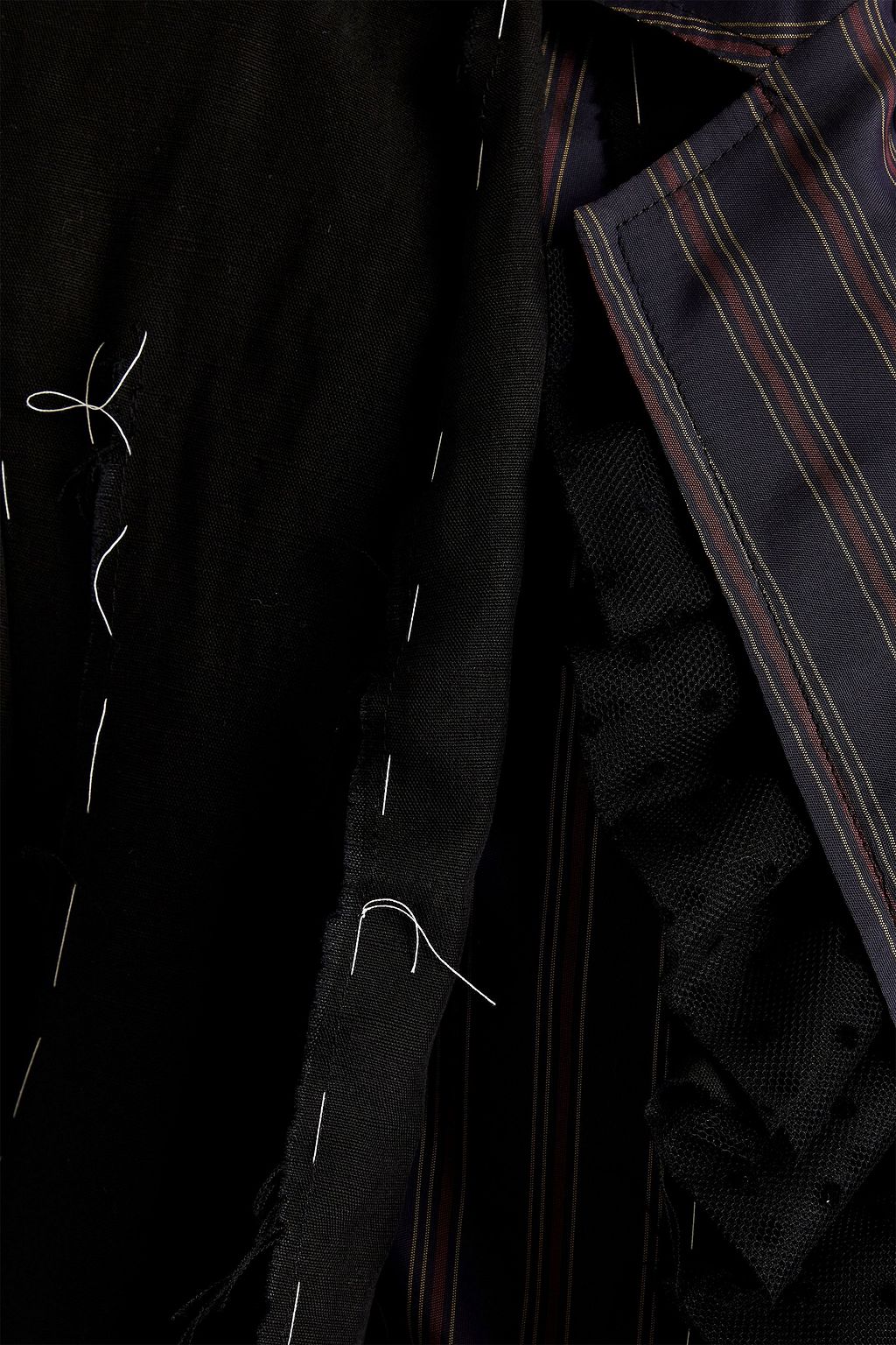 MAISON MARGIELA Striped twill-paneled slub woven blazer