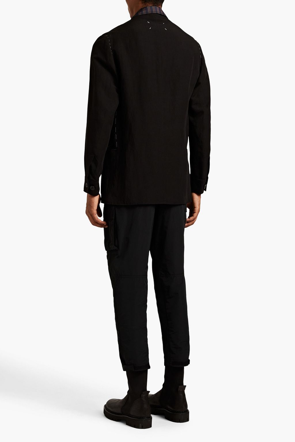 MAISON MARGIELA Striped twill-paneled slub woven blazer