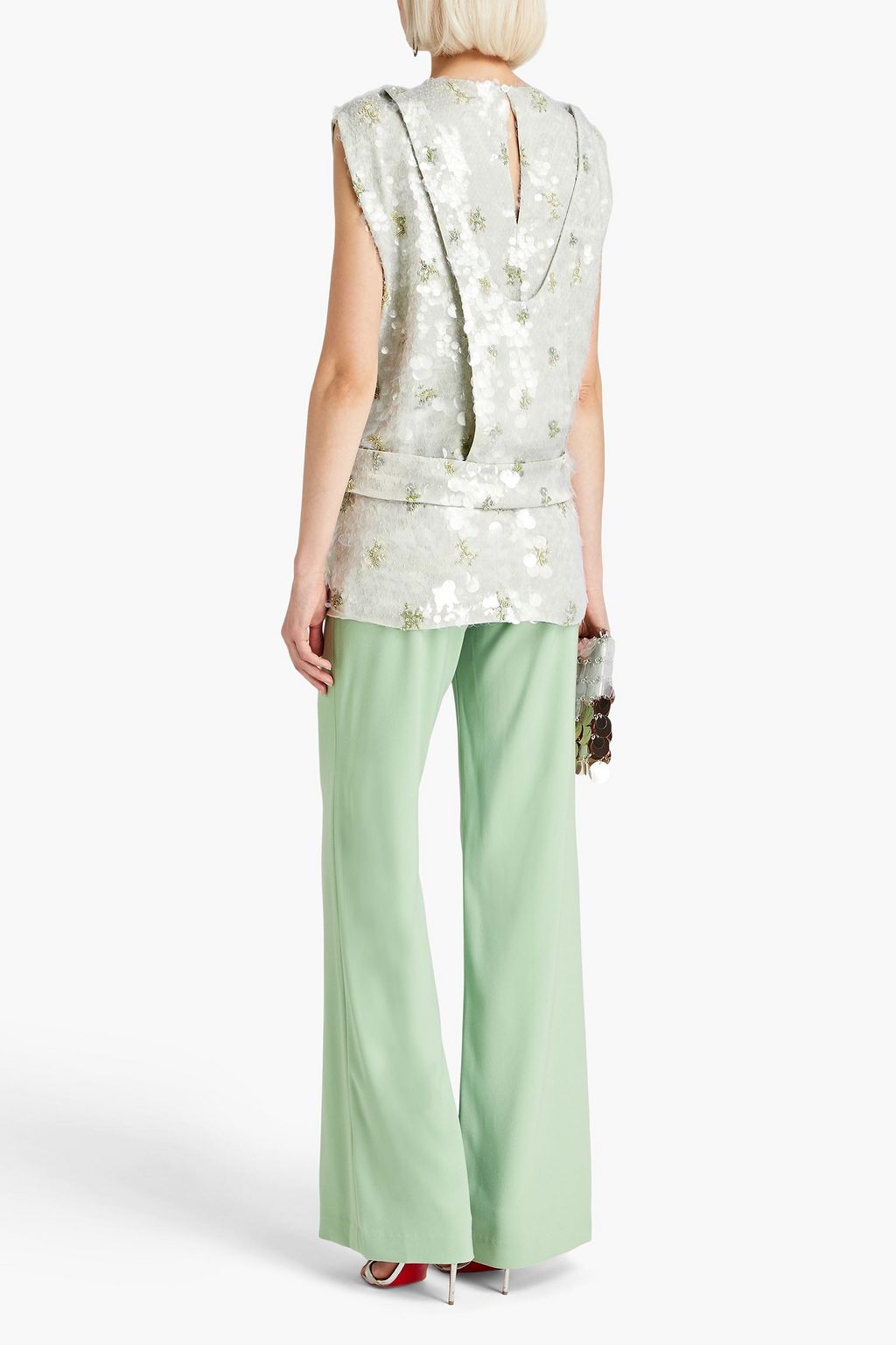 VALENTINO GARAVANI Layered embellished crepe top