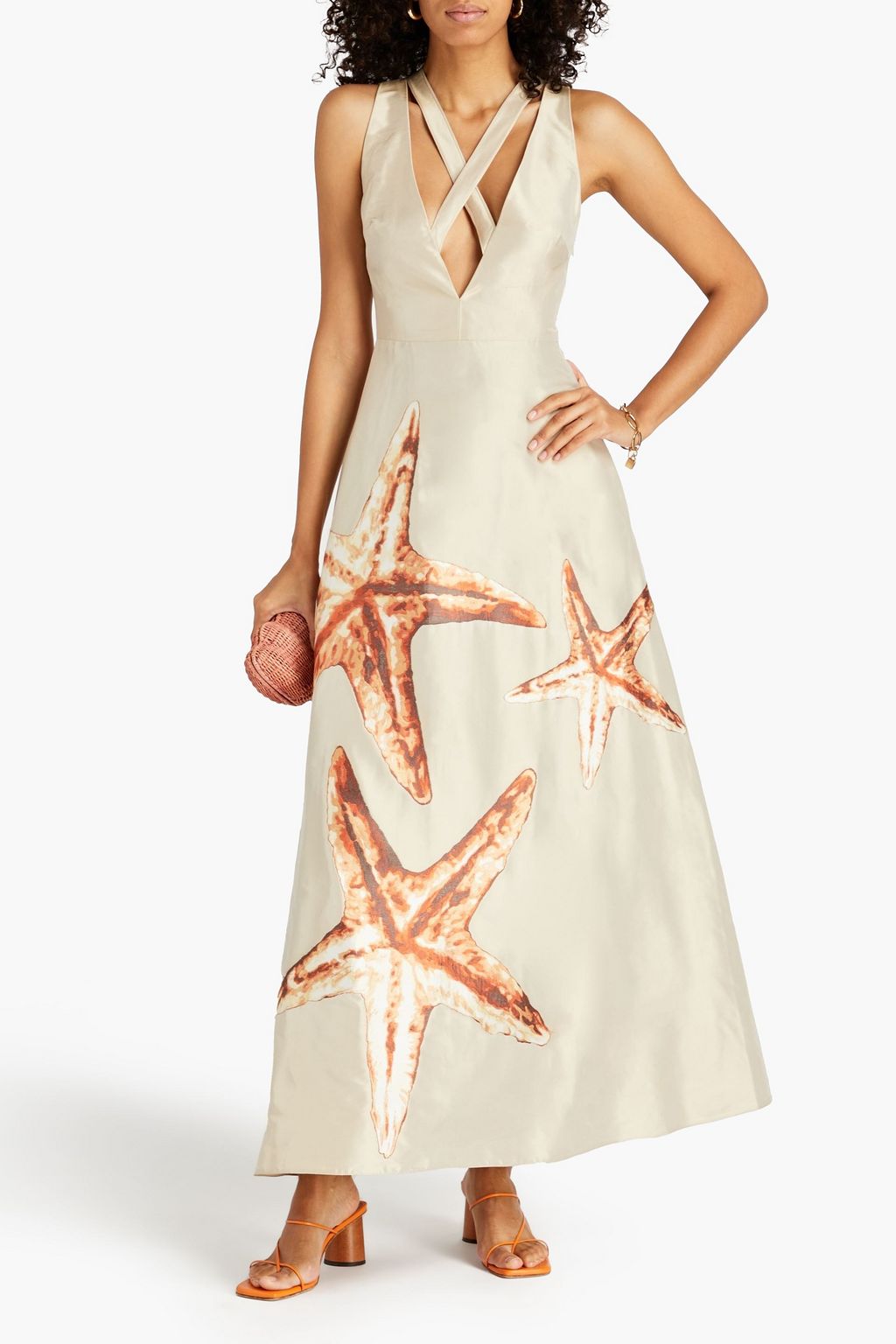 VALENTINO GARAVANI Printed fil coupé silk-blend faille maxi dress