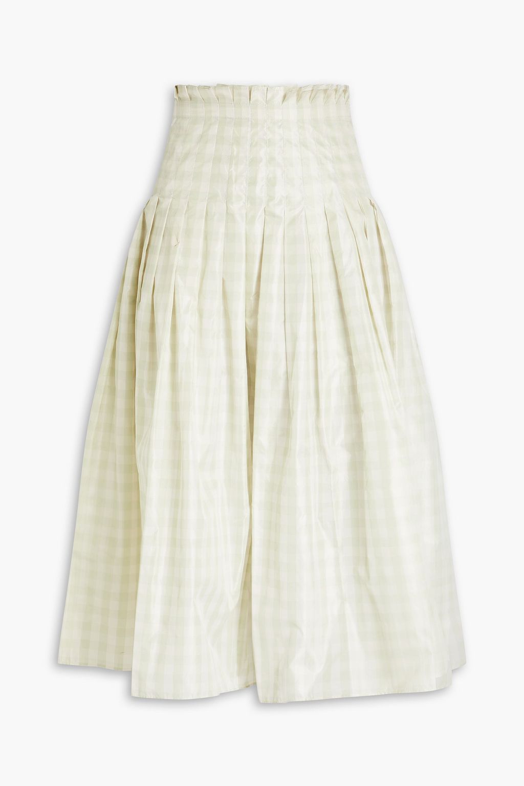 VALENTINO GARAVANI Pleated checked silk taffeta midi skirt THE