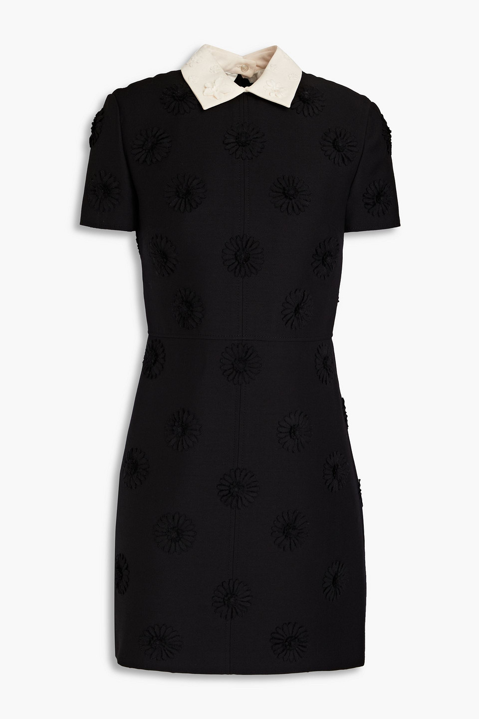 Valentino Two-tone Wool And Silk-blend Crepe Mini Dress In Black