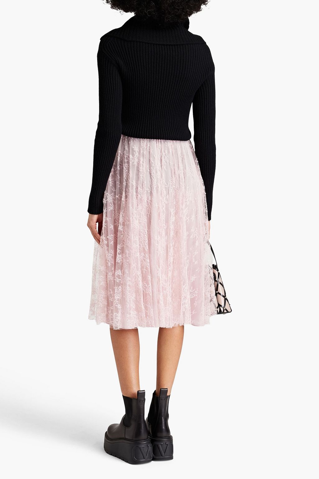 VALENTINO GARAVANI Gathered corded lace skirt