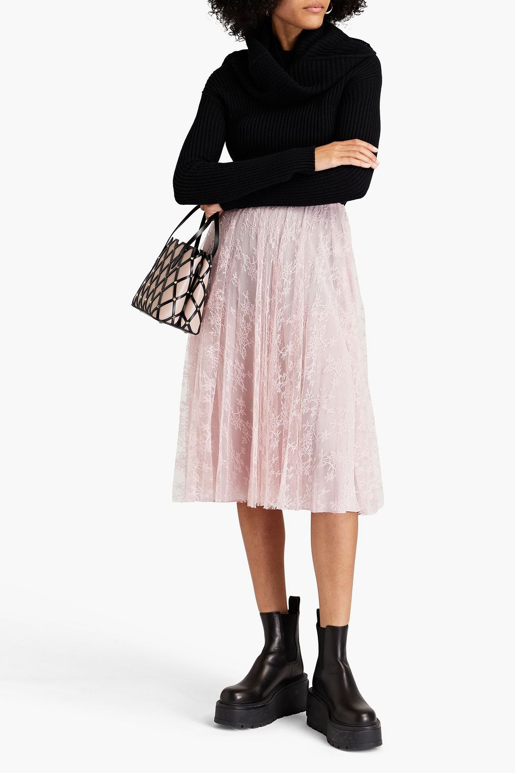 VALENTINO GARAVANI Gathered corded lace skirt