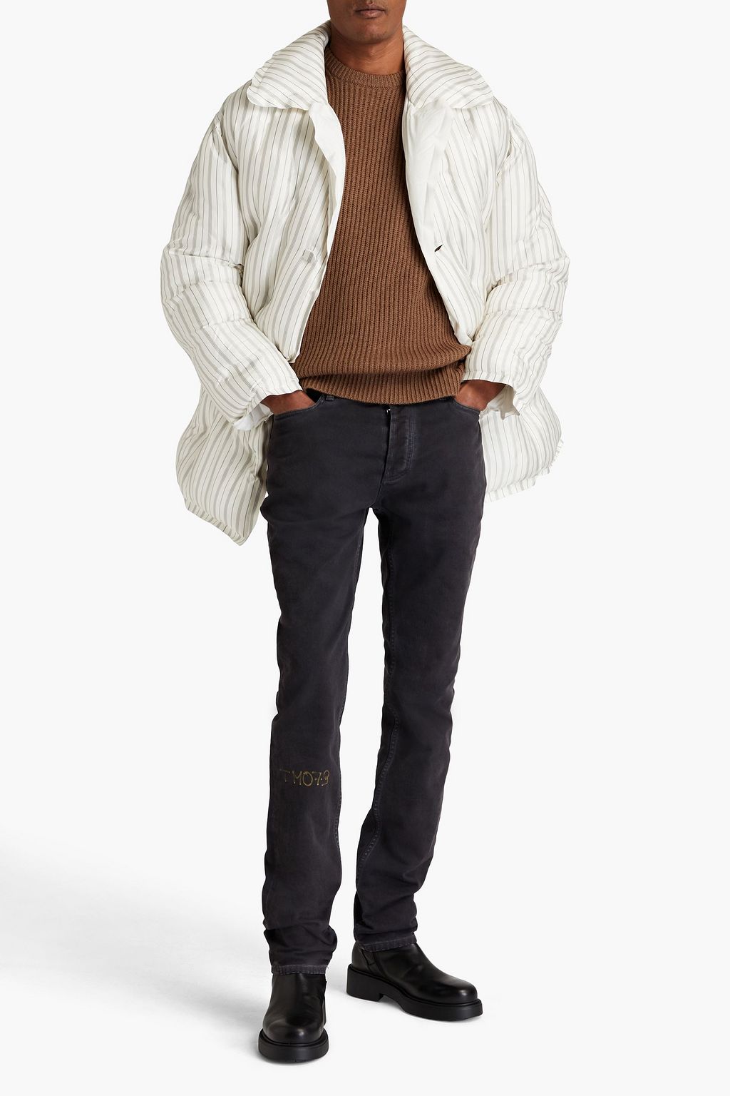 MAISON MARGIELA Embossed striped satin-twill jacket