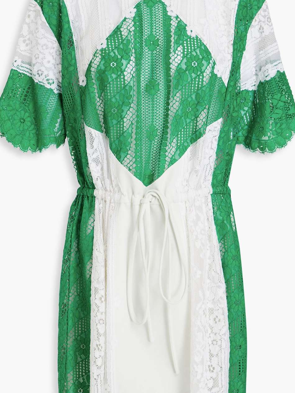 two-tone lace-paneled jersey mini dress