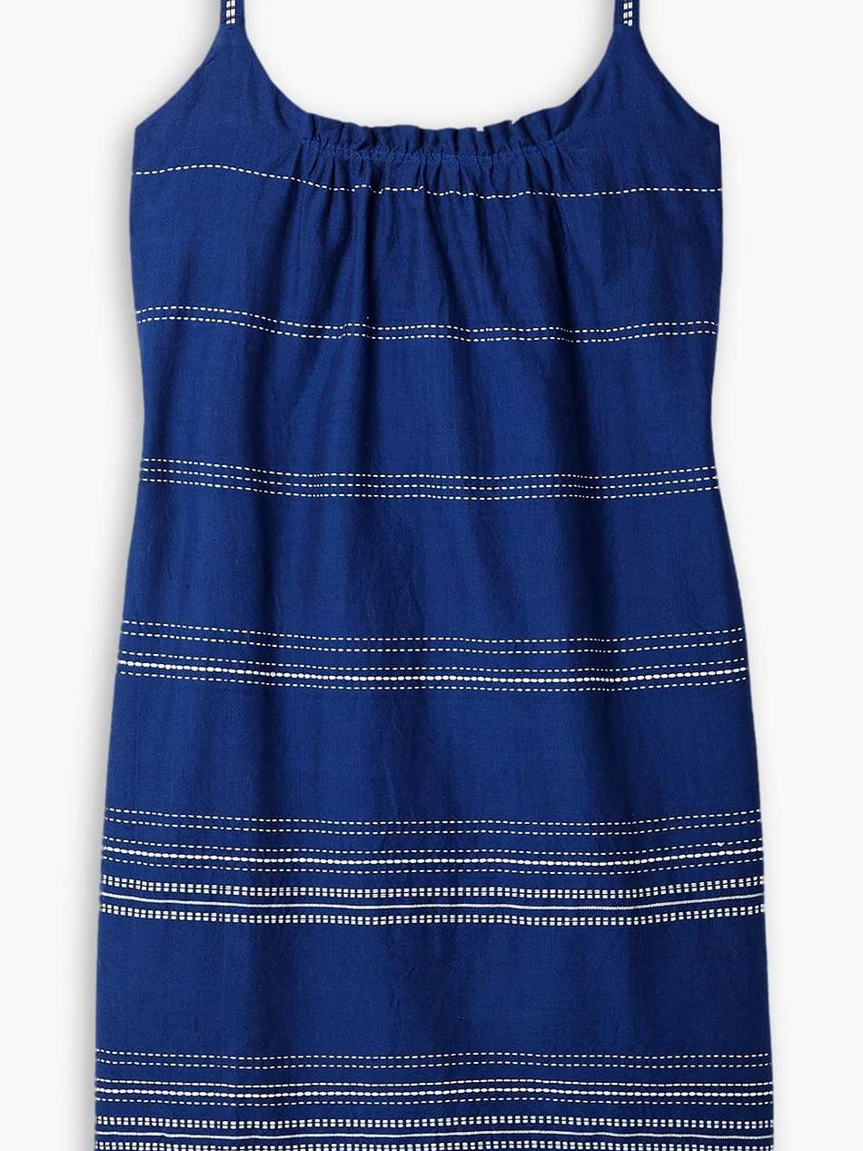inku fringed striped cotton mini dress
