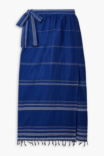 LEMLEM コットン ラップスカート トップステッチ入り