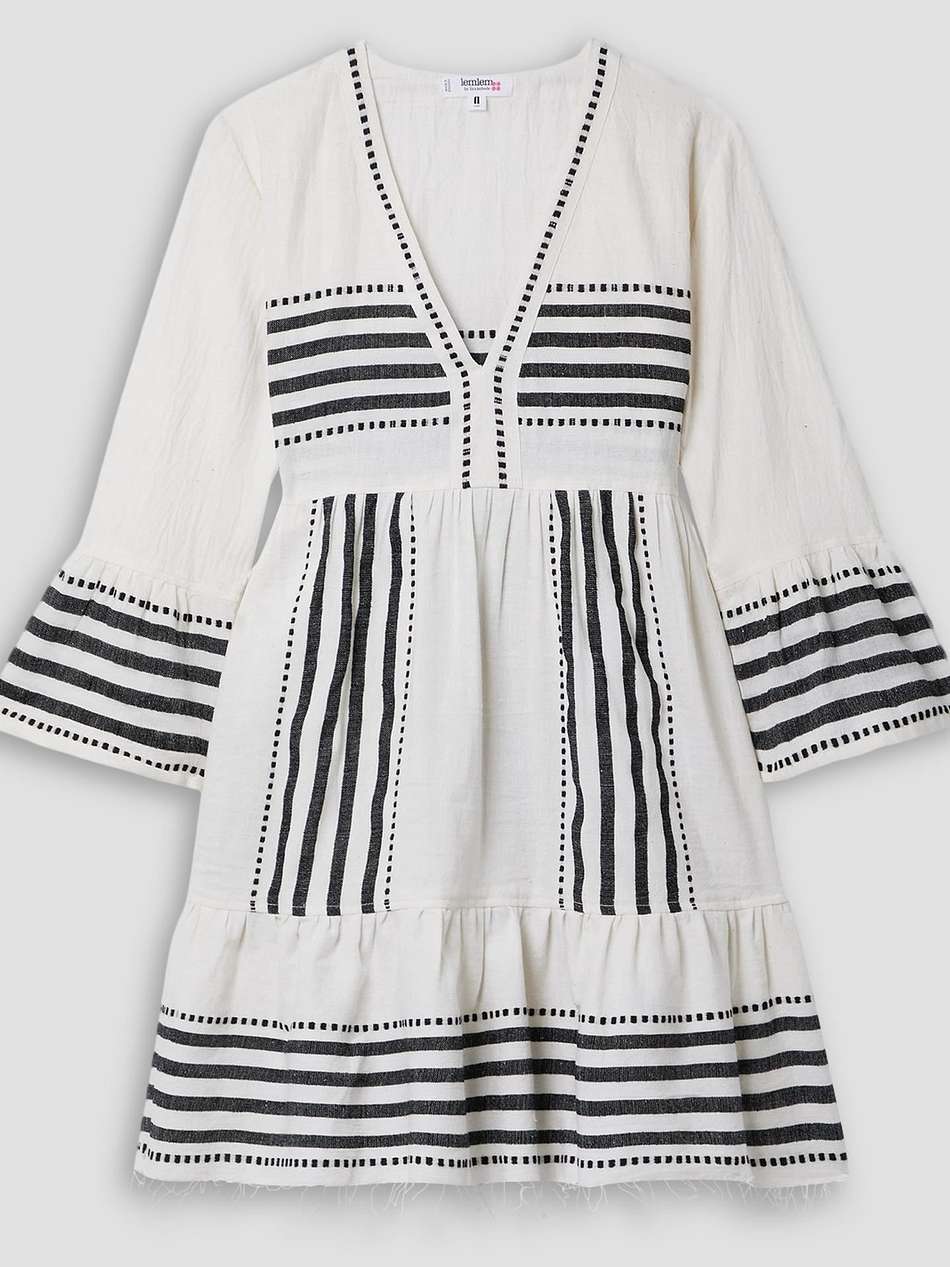 eshe fringed striped cotton-blend mini dress