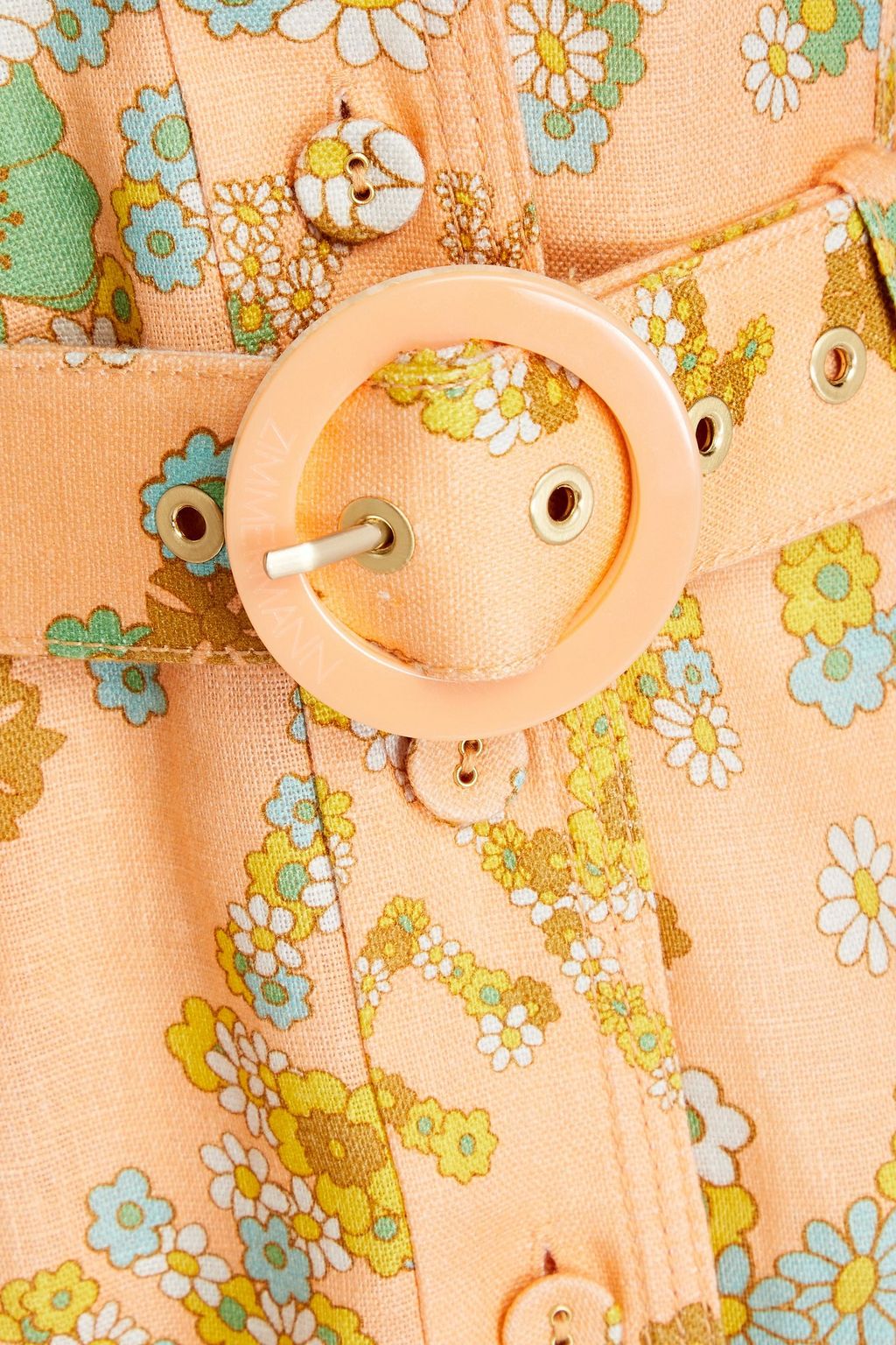 ZIMMERMANN Belted floral-print linen mini shirt dress