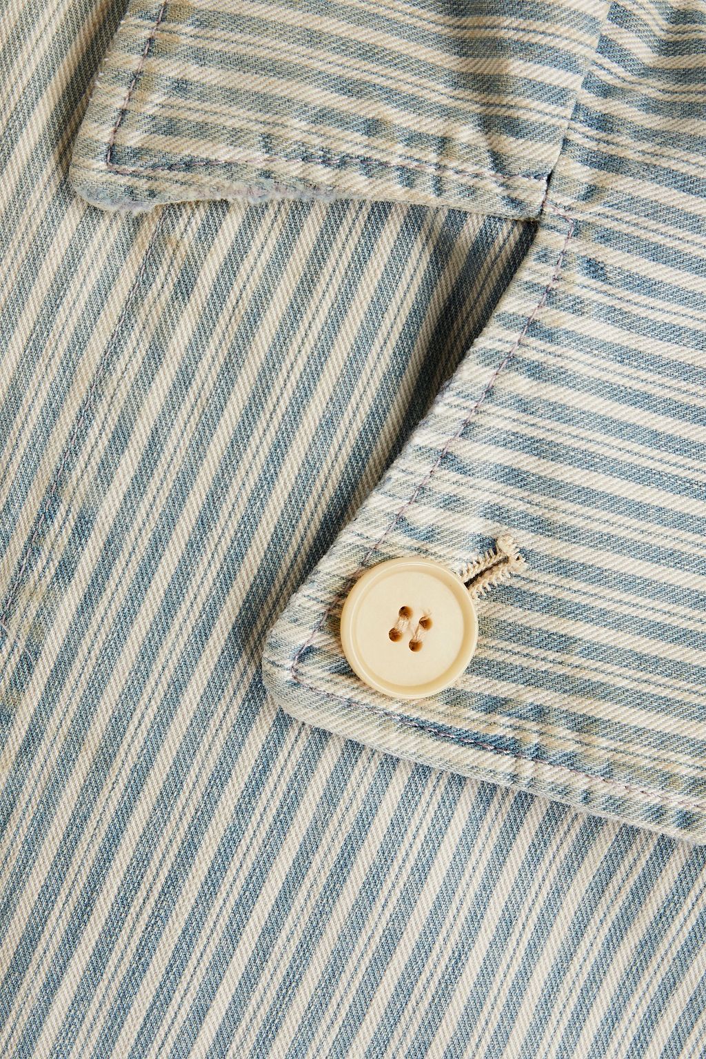 MAISON MARGIELA Double-breasted faded striped denim jacket