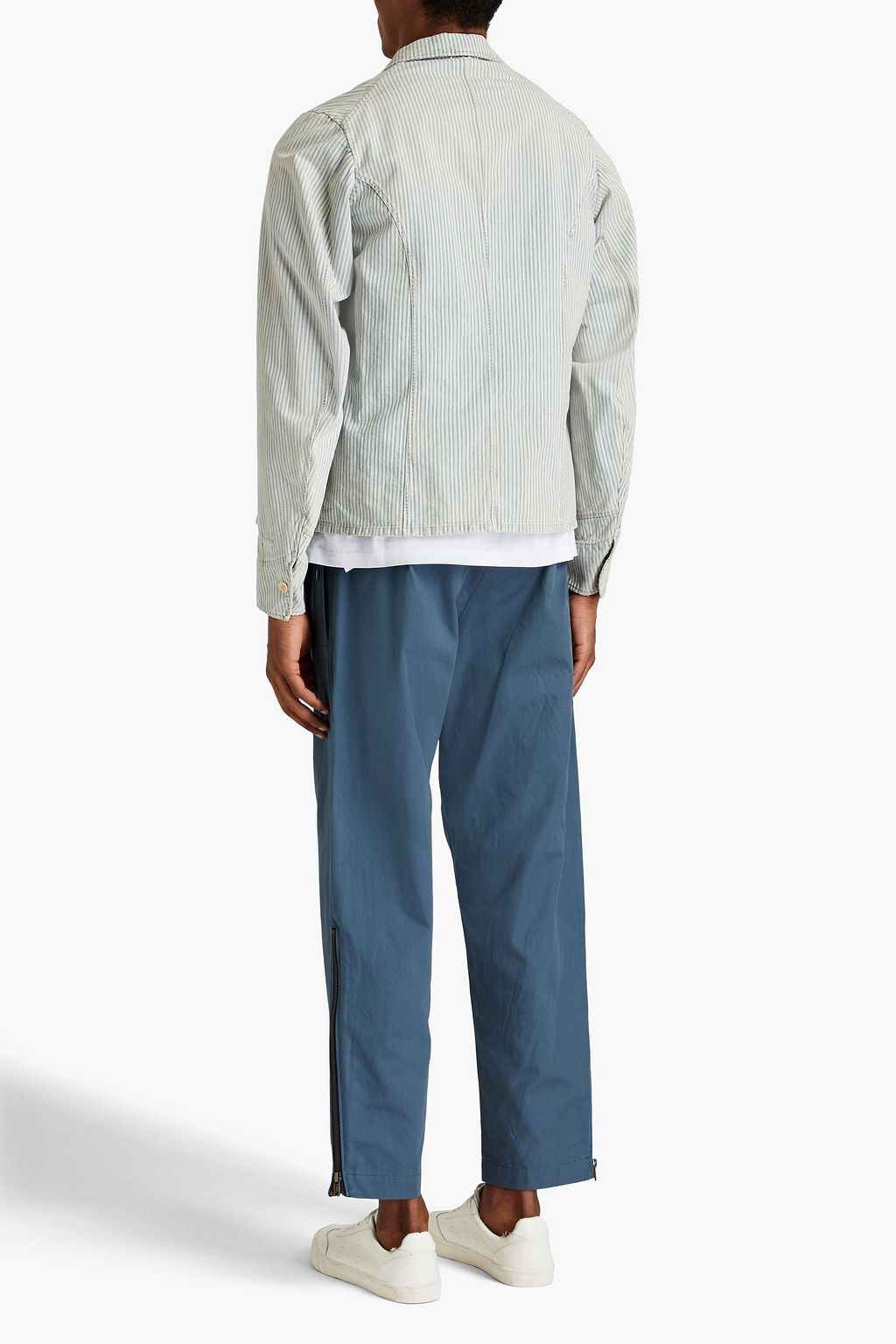 MAISON MARGIELA Double-breasted faded striped denim jacket