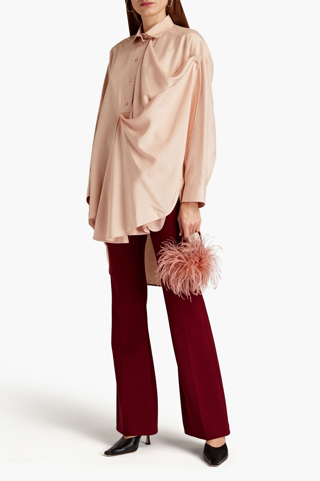 VALENTINO GARAVANI Draped silk-poplin shirt