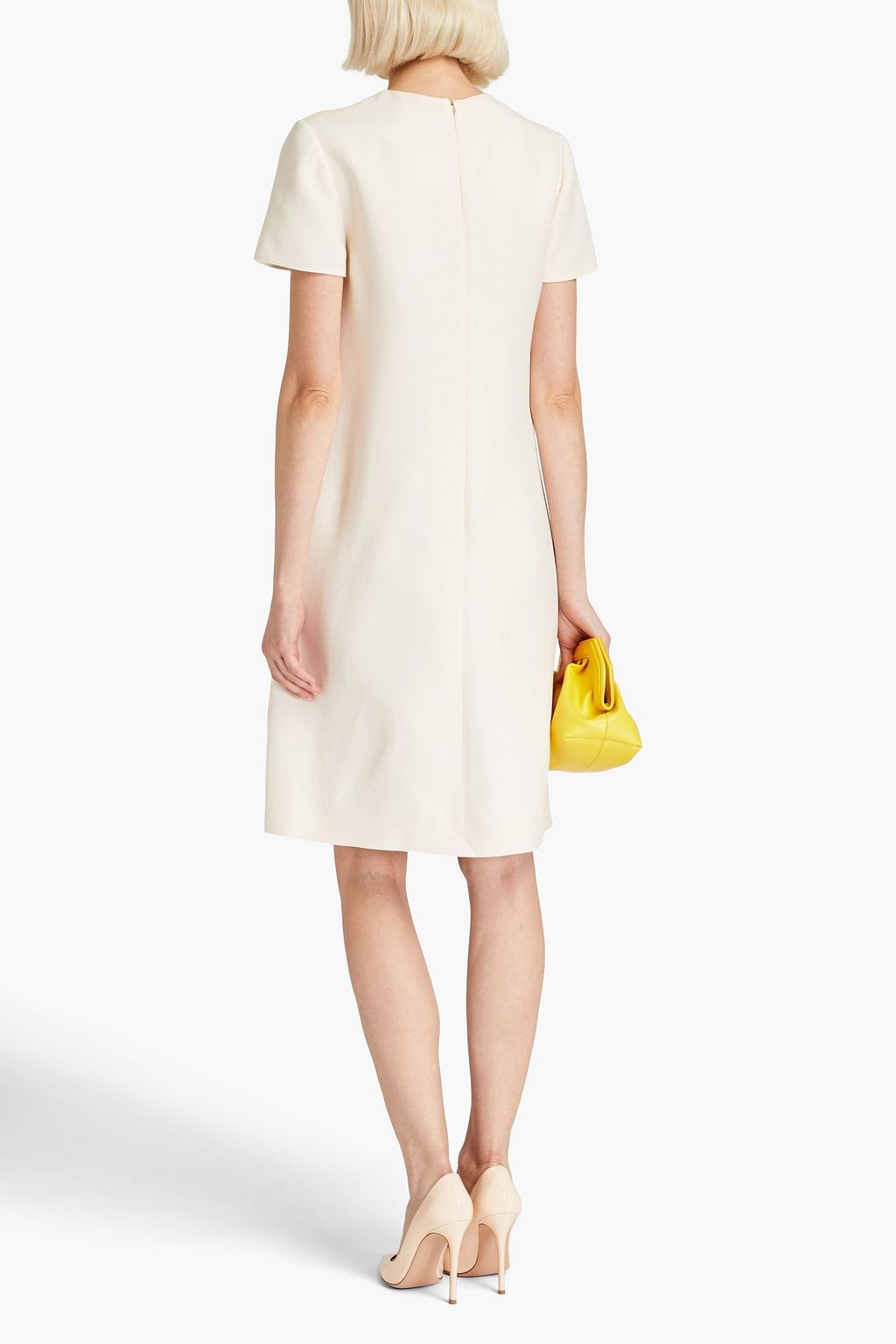 VALENTINO GARAVANI Floral-appliquéd wool and silk-blend crepe dress