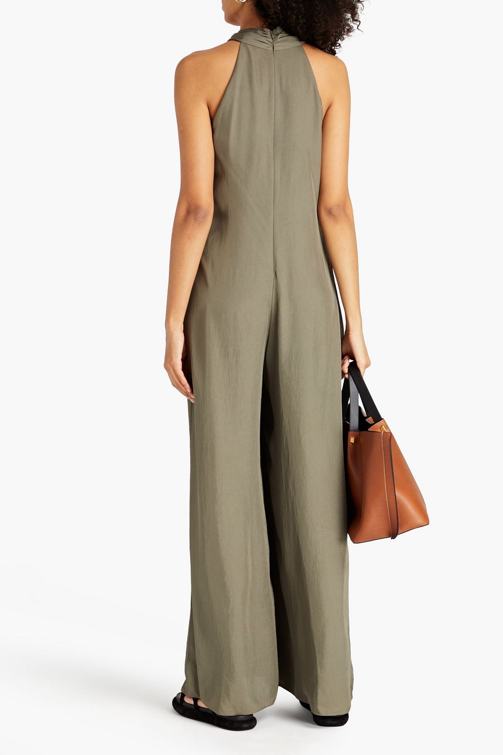 THEORY Washed-twill halterneck jumpsuit