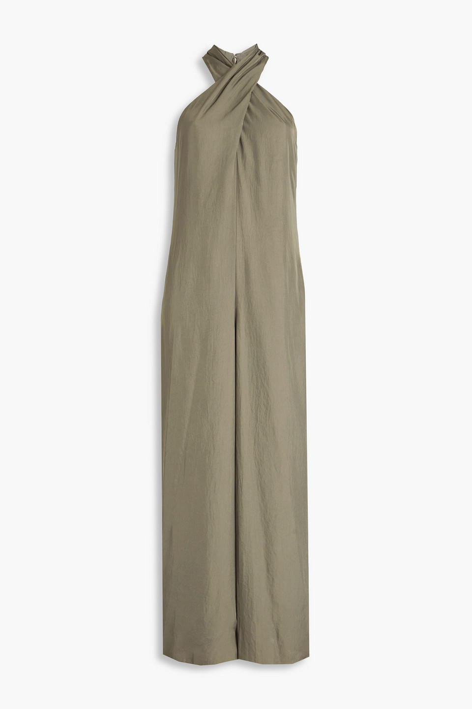 Theory - Washed-twill halterneck jumpsuit - Green - US 2