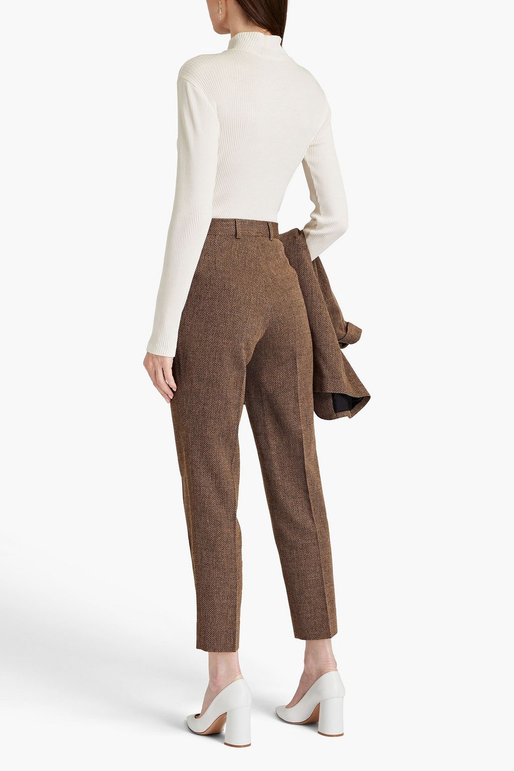 MAISON MARGIELA Cropped herringbone twill tapered pants