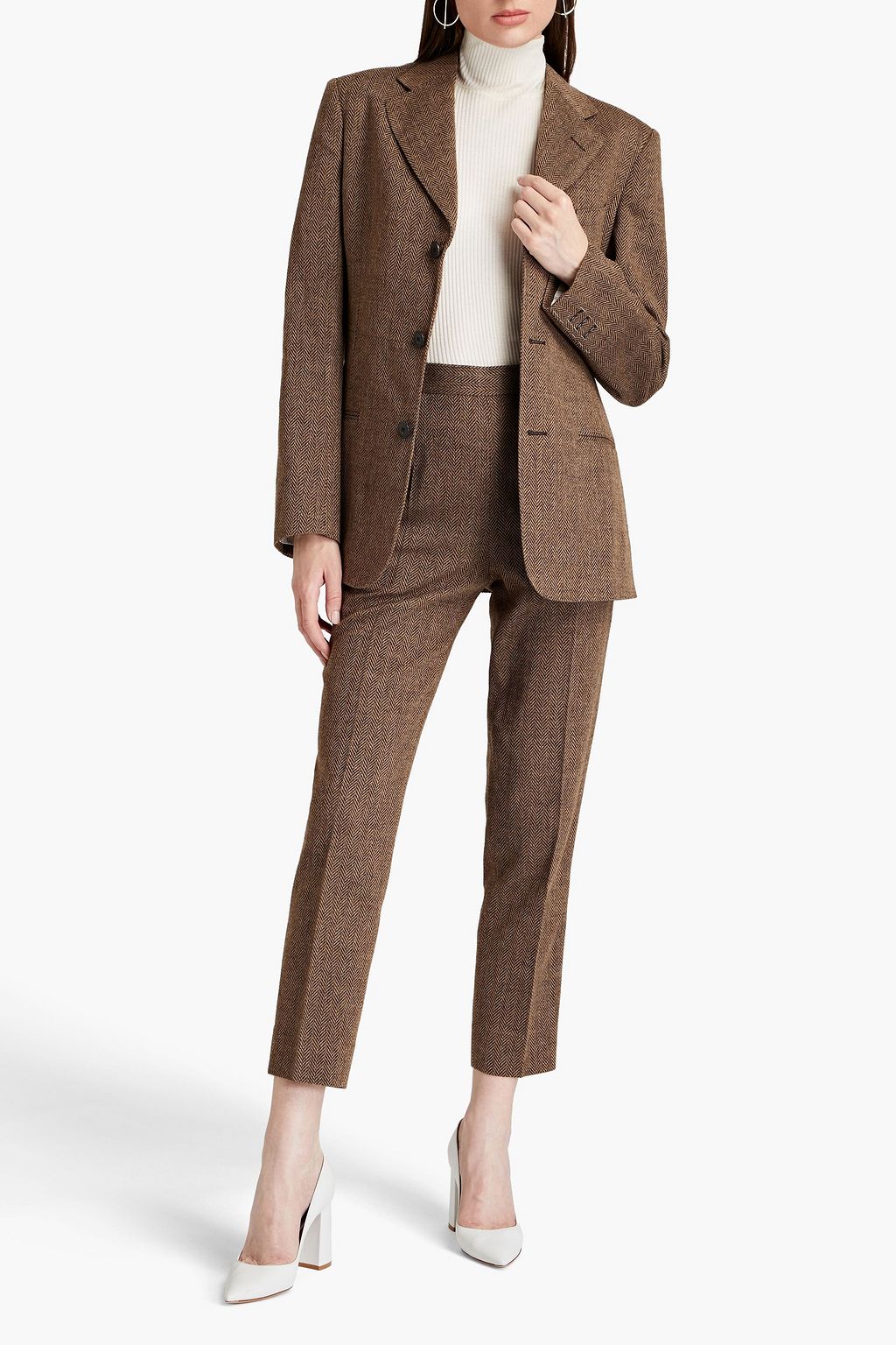 MAISON MARGIELA Cropped herringbone twill tapered pants