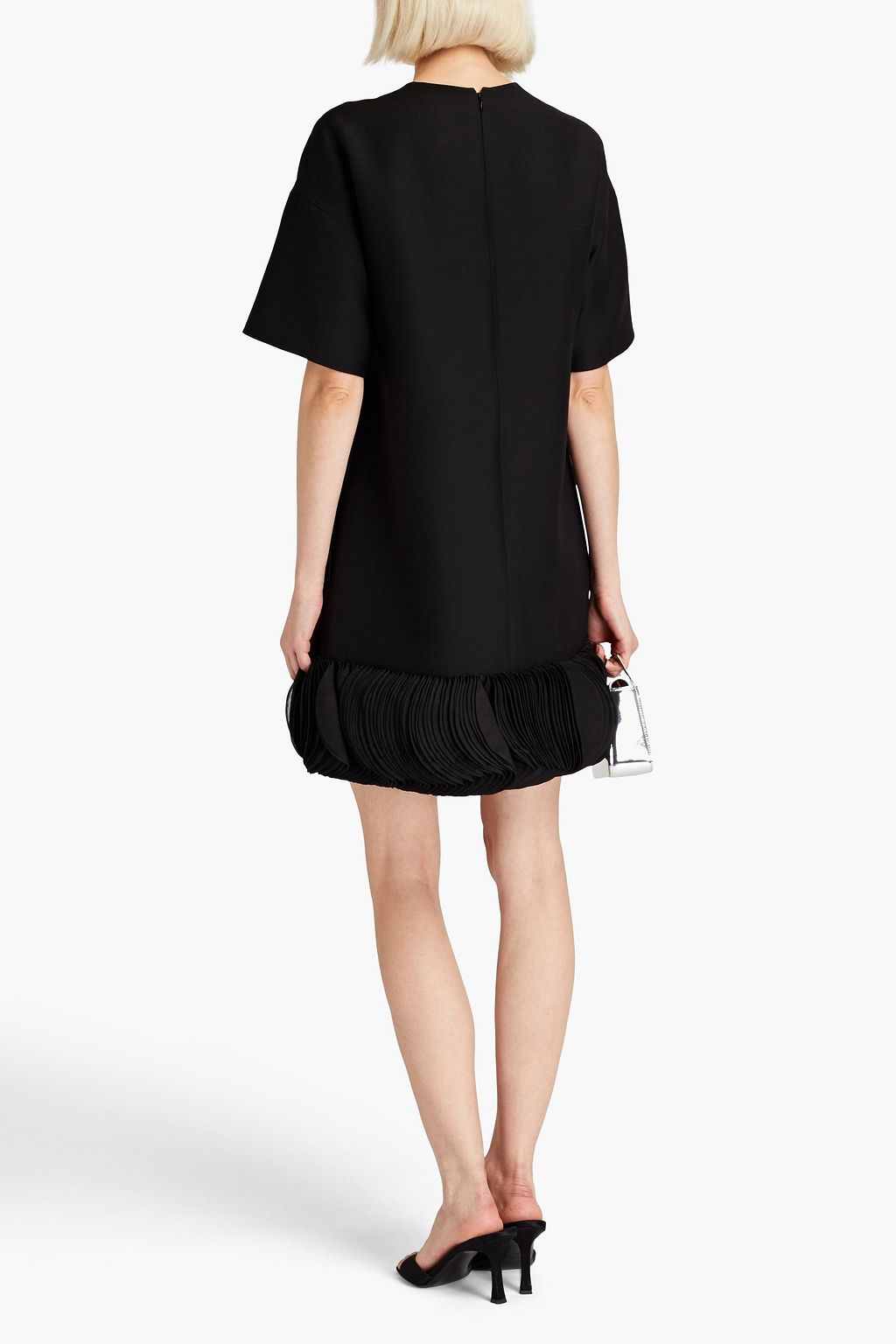 VALENTINO GARAVANI Organza-trimmed wool and silk-blend crepe mini dress