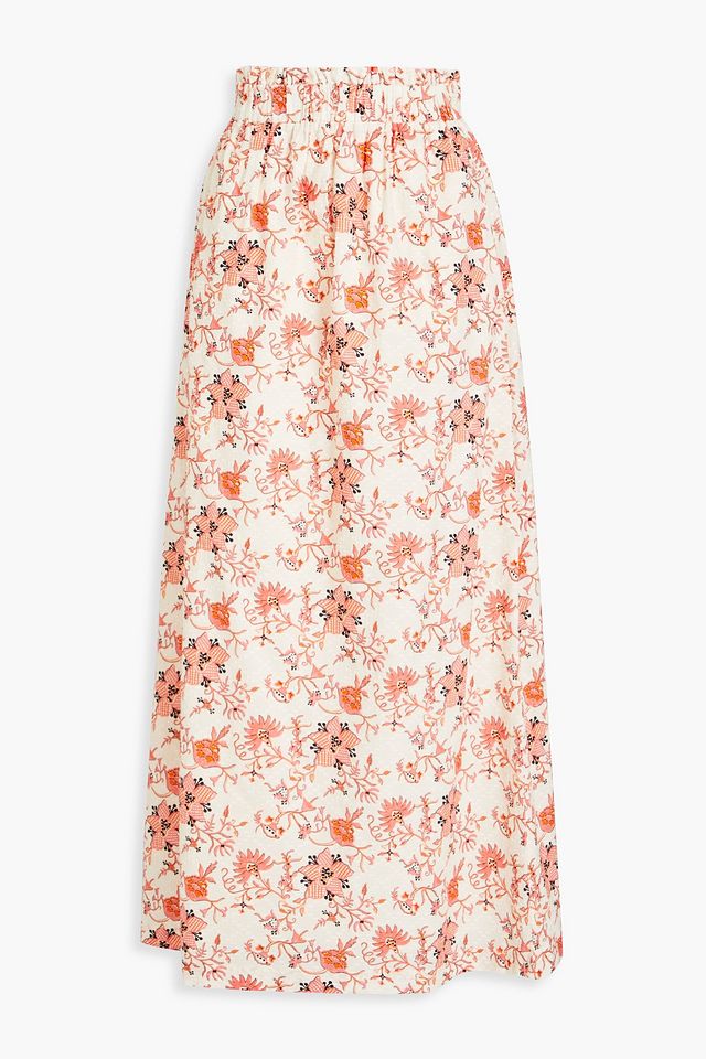 Clarinne printed fil coupé cotton maxi skirt