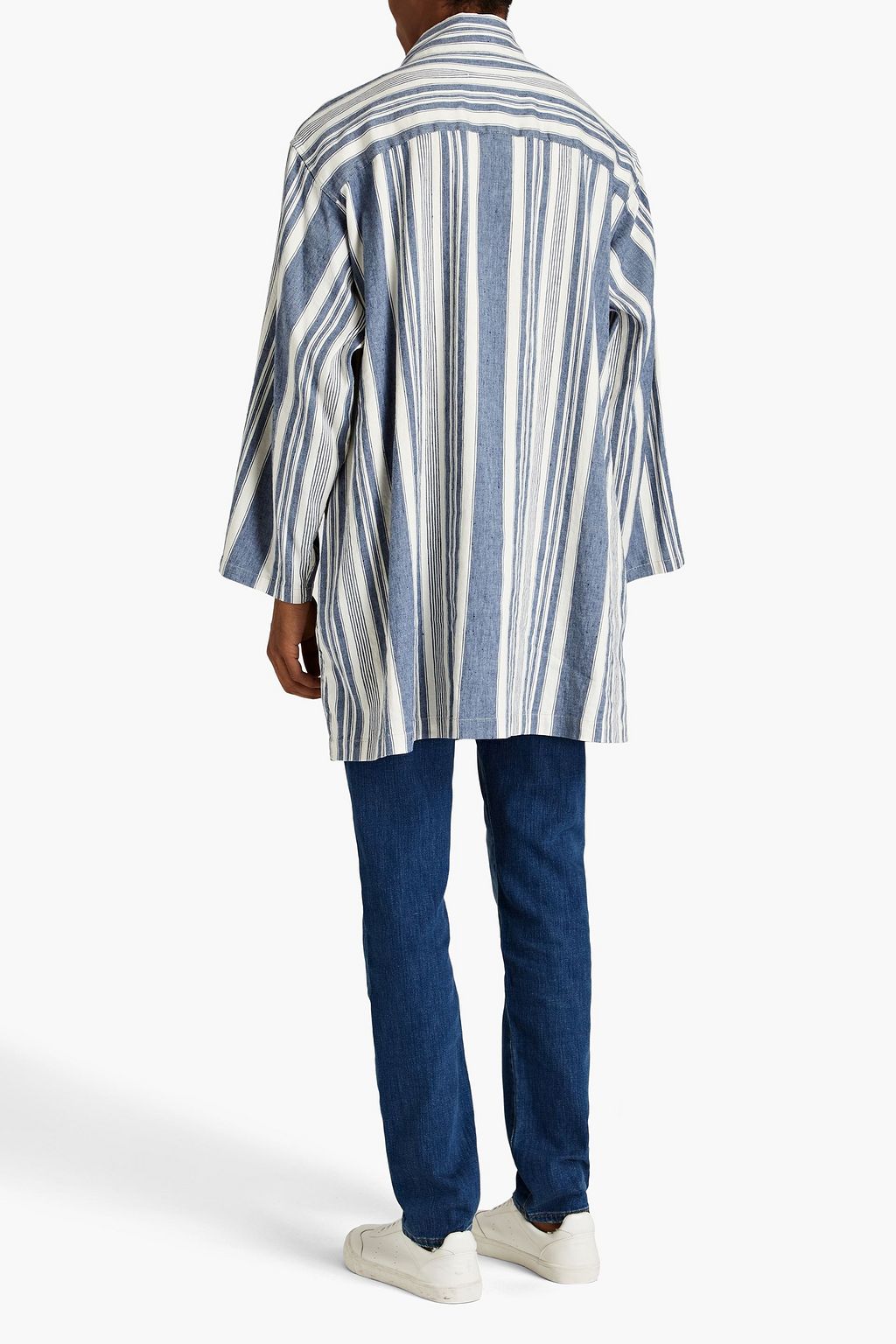 MAISON MARGIELA Oversized double-breasted striped linen-blend twill overshirt