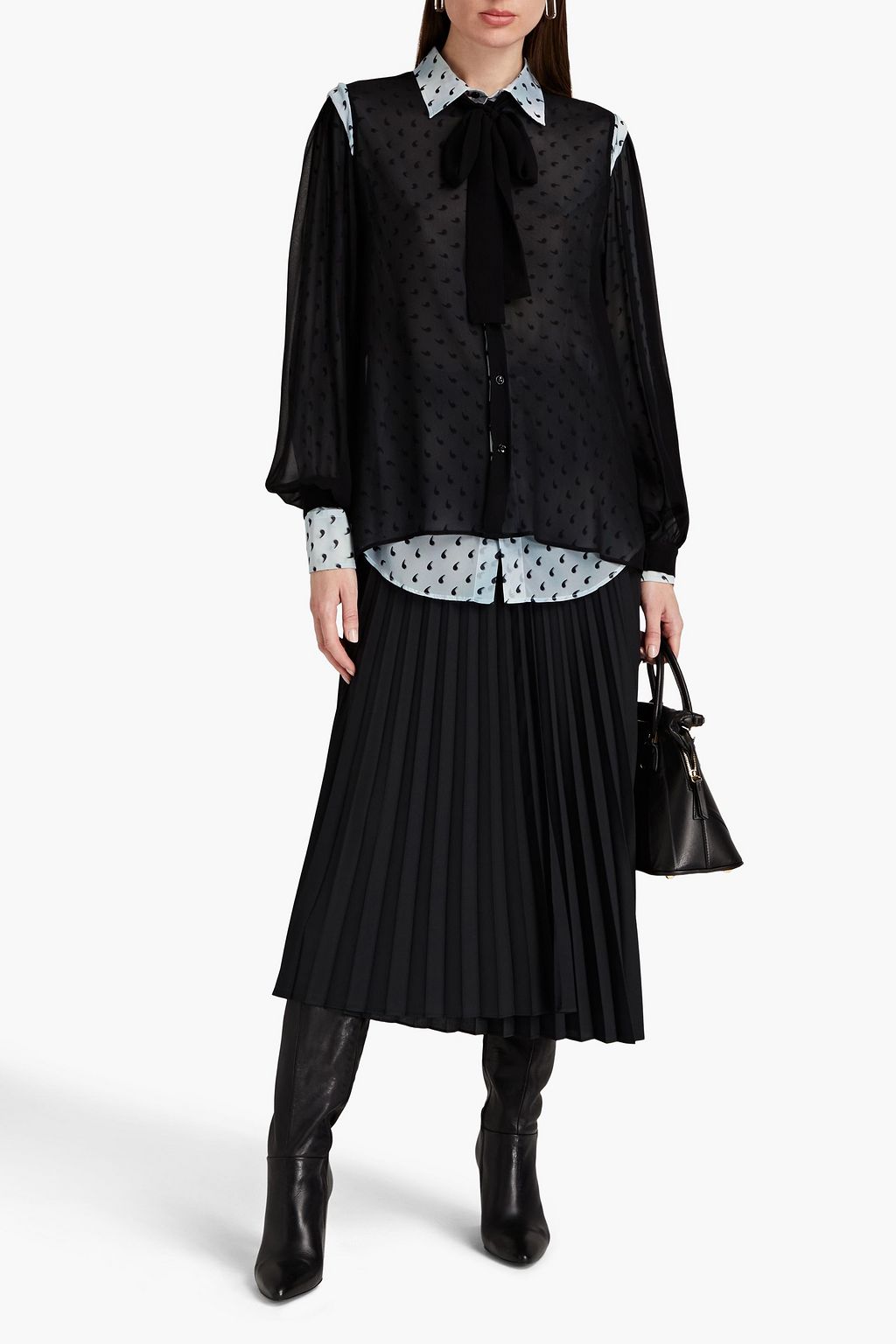 MAISON MARGIELA Hemd aus Stretch-Seiden-Crêpe mit Print und Schluppe
