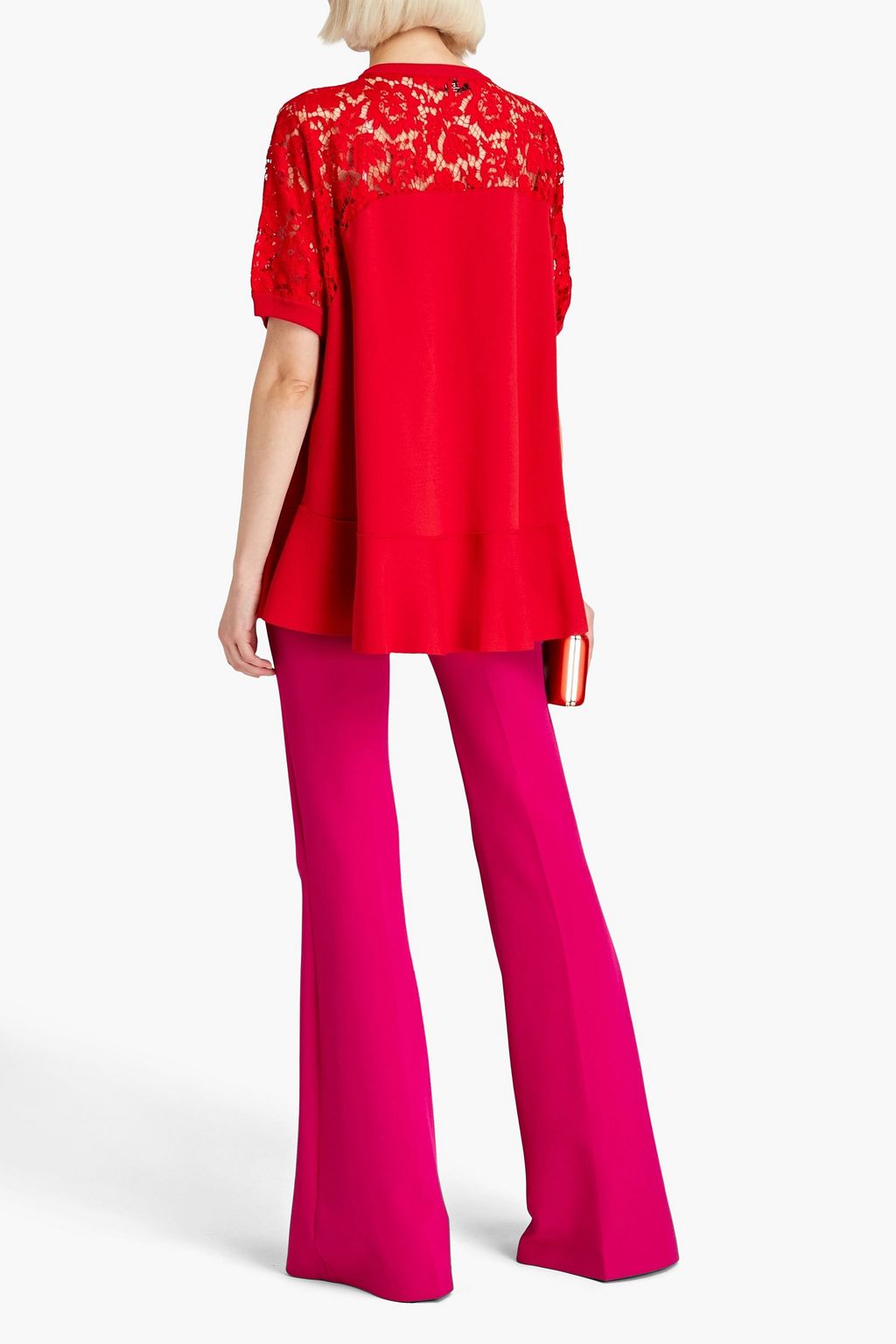 VALENTINO GARAVANI توب من نسيج محبوك مرن مع أجزاء من الدانتيل المضلّع