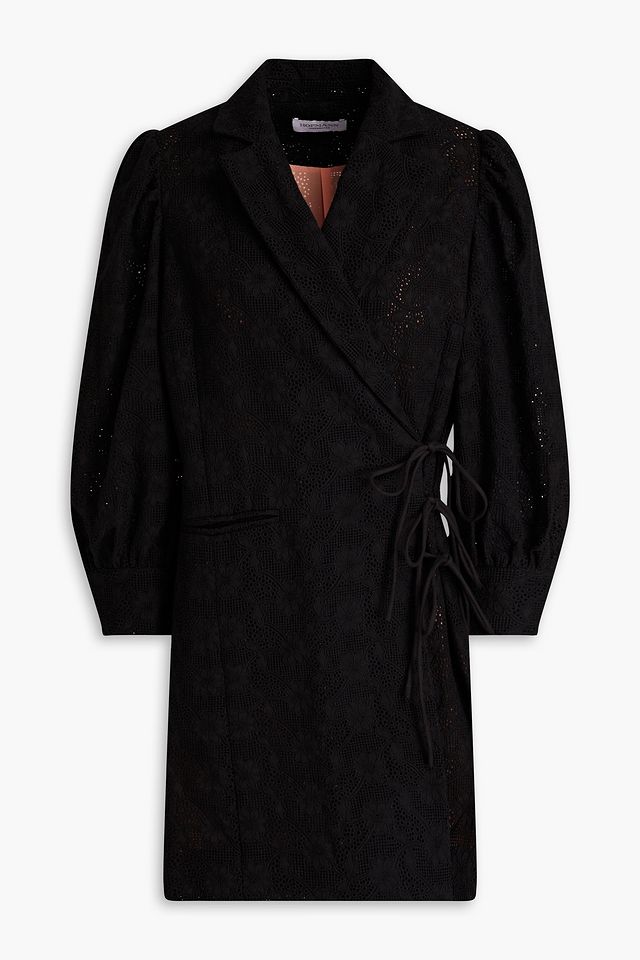 Dentella cotton macramé-lace mini wrap dress
