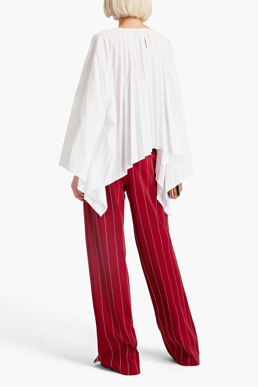 VALENTINO GARAVANI Pleated cotton-blend taffeta top