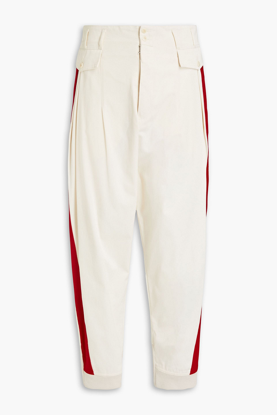 Maison Margiela White Side Stripe Gabardine Trousers In Ecru