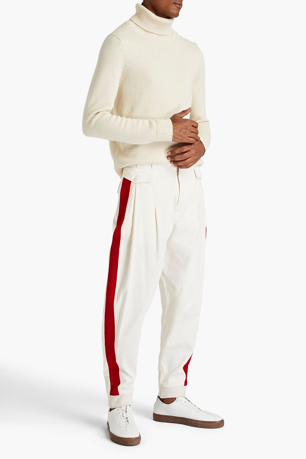 MAISON MARGIELA Pleated two-tone cotton-twill pants