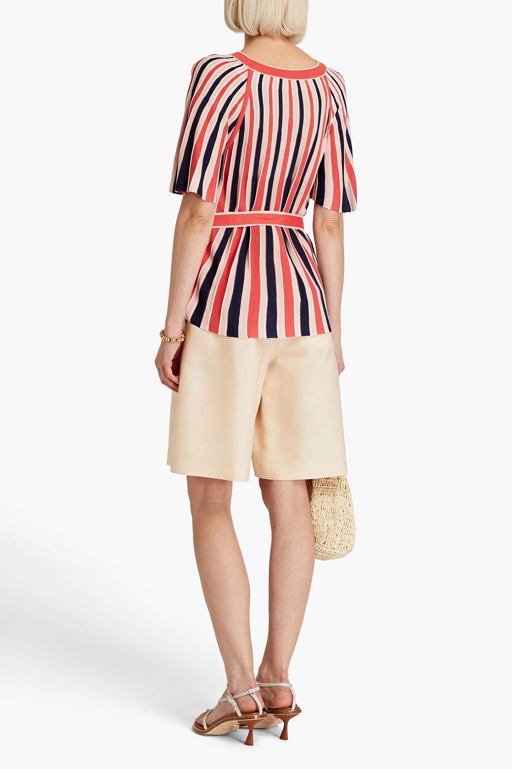 ZIMMERMANN Postcard belted striped ribbed-knit top