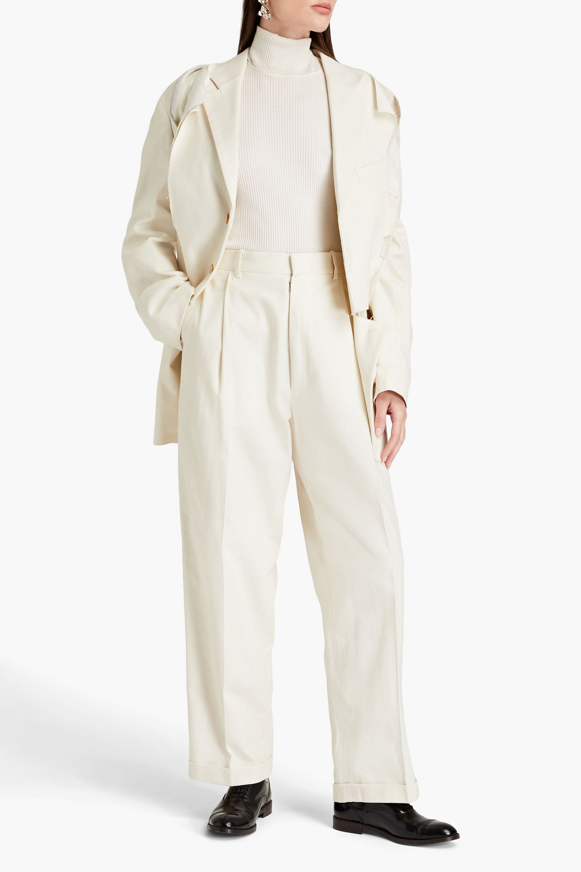 Maison Margiela Herringbone cotton-tweed tapered pants