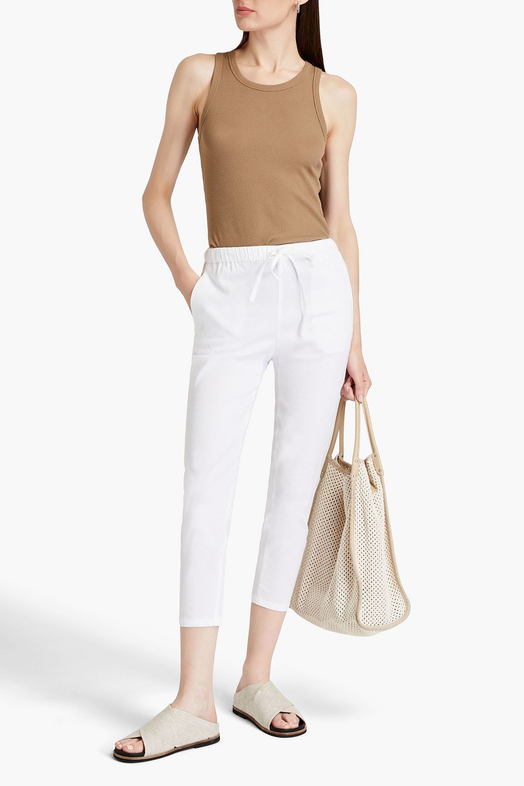 THEORY Treeca cropped linen-blend tapered pants